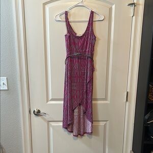 Love Fire Women’s Pink Patterned Sleeveless high-low Dress size s